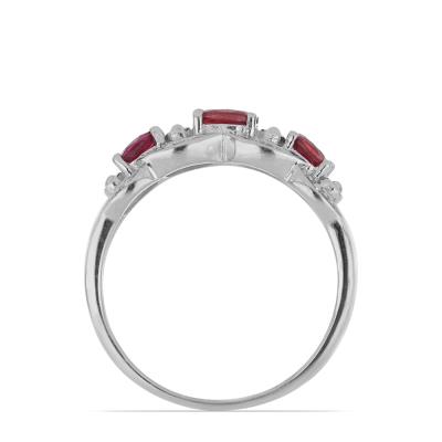 BUY NATURAL GLASS FILLED RUBY GEMSTONE RING IN 925 STERLING SILVER 